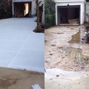 Totaalproject in Edegem - Plaatsen van grindrooster met dolomiet - Na en voor